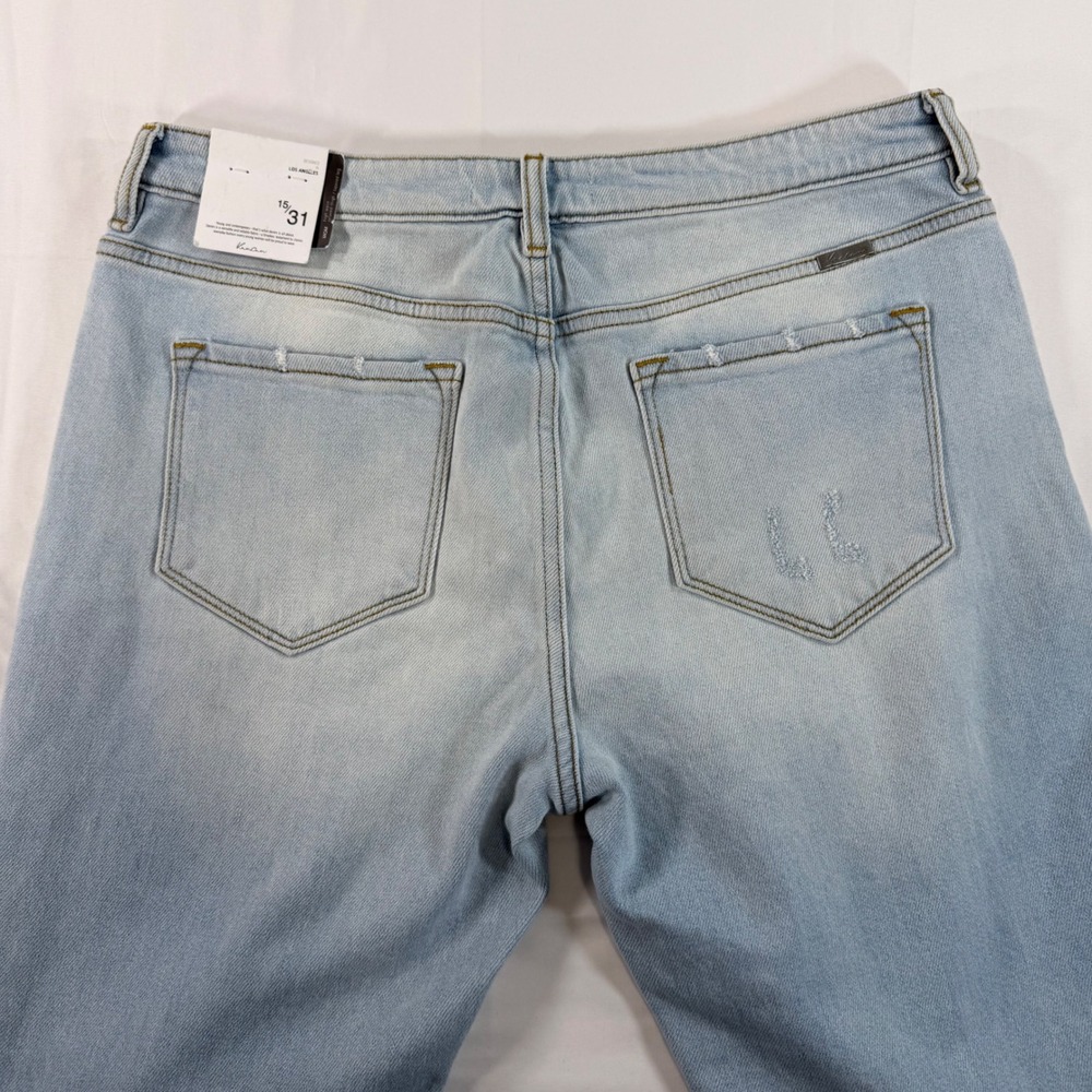 KanCan Mom Jeans Light Wash Distressed High Waist Tapered Leg Size 15/31 NEW - Picture 6 of 12